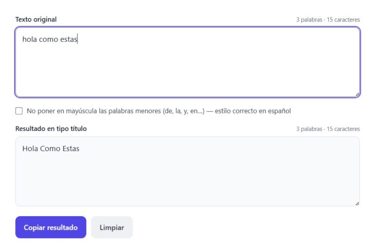 Convertir la primera letra de cada palabra en mayusculas