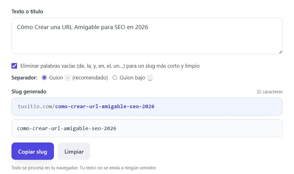 Convierte Texto en Enlace Amigable